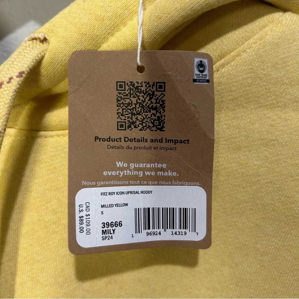 NWT Patagonia Fitz Roy Icon Uprisal Hoody Milled Yellow Size Small - Picture 5 of 5